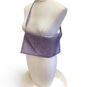 Purple crocodile print crossbody bag